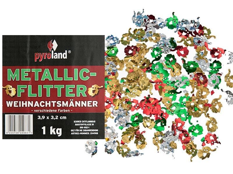 Jetzt Metallic Flitter - Weihnachtsmänner verschiedene Farben (Pappschachtel) 1kg ab 44.99€ bestellen