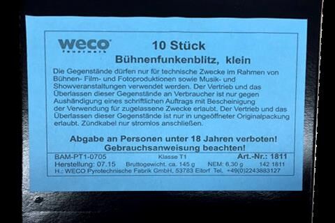 Jetzt Weco Bühnenfunkenblitz klein, 10 Stk ab 54.99€ bestellen